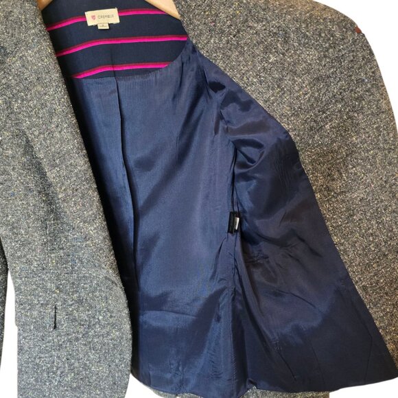 Women's CREMIEUX Tweed Elbow Patch Blazer sz 0 - Picture 9 of 11